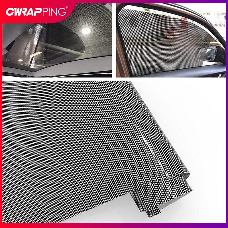 One Way Perforated Film  Self Adhesive Suitable for Cars Headlight Tint Perforated Black Vinyl Film Sticker Privacy Window Film