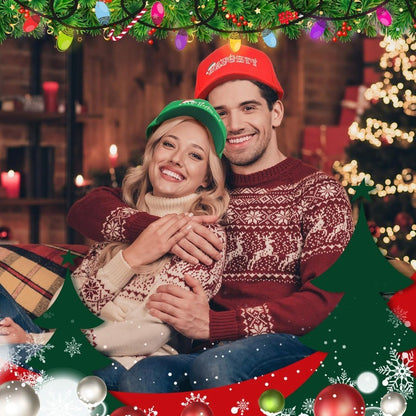 2 Pcs Christmas Hat for Men Women Christmas Baseball Cap Red Naughty Hat Green Nice Hat Christmas Beanie Santa Hat Perfect for