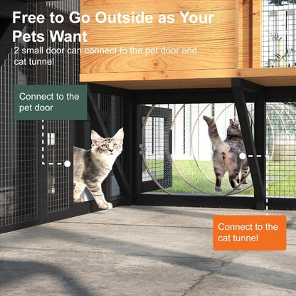 Grande Recinto Externo para Gatos Múltiplos com Acesso de Entrada Cobertura Impermeável e Teto Refletor de Luz Solar, Características 7 Plat