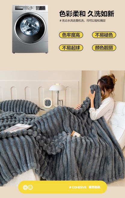 Striped Flannel Fleece Blanket Ultra-Soft Lightweight White Blanket Throw/Twin/Qveen/King Sizes Multi-Color For Bed Couch