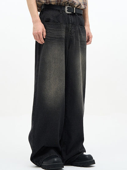 Calça Jeans Masculina Clássica Americana Hip Hop Rap Perna Larga Juventude Popular Masculina Reta Retrô Solta Calças Jeans Oversized