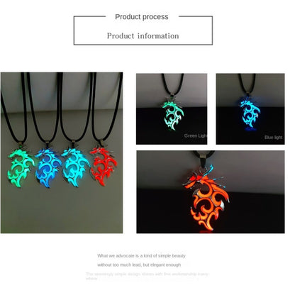 Colar Pingente Dragão Que Brilha No Escuro Amuleto Dragão Luminoso De Pedra Da Lua Presente De Colar Que Brilha No Escuro Vintage Punk Para Homens E Meninos