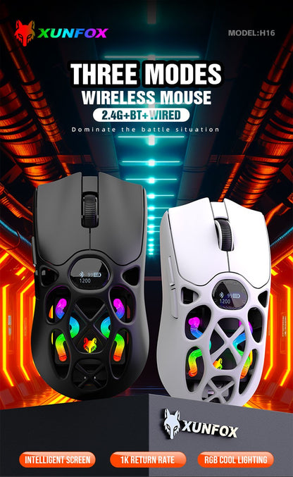 XUNFOX H16 Bluetooth wireless three-mode game mouse laptop e-sports lightweight mouse