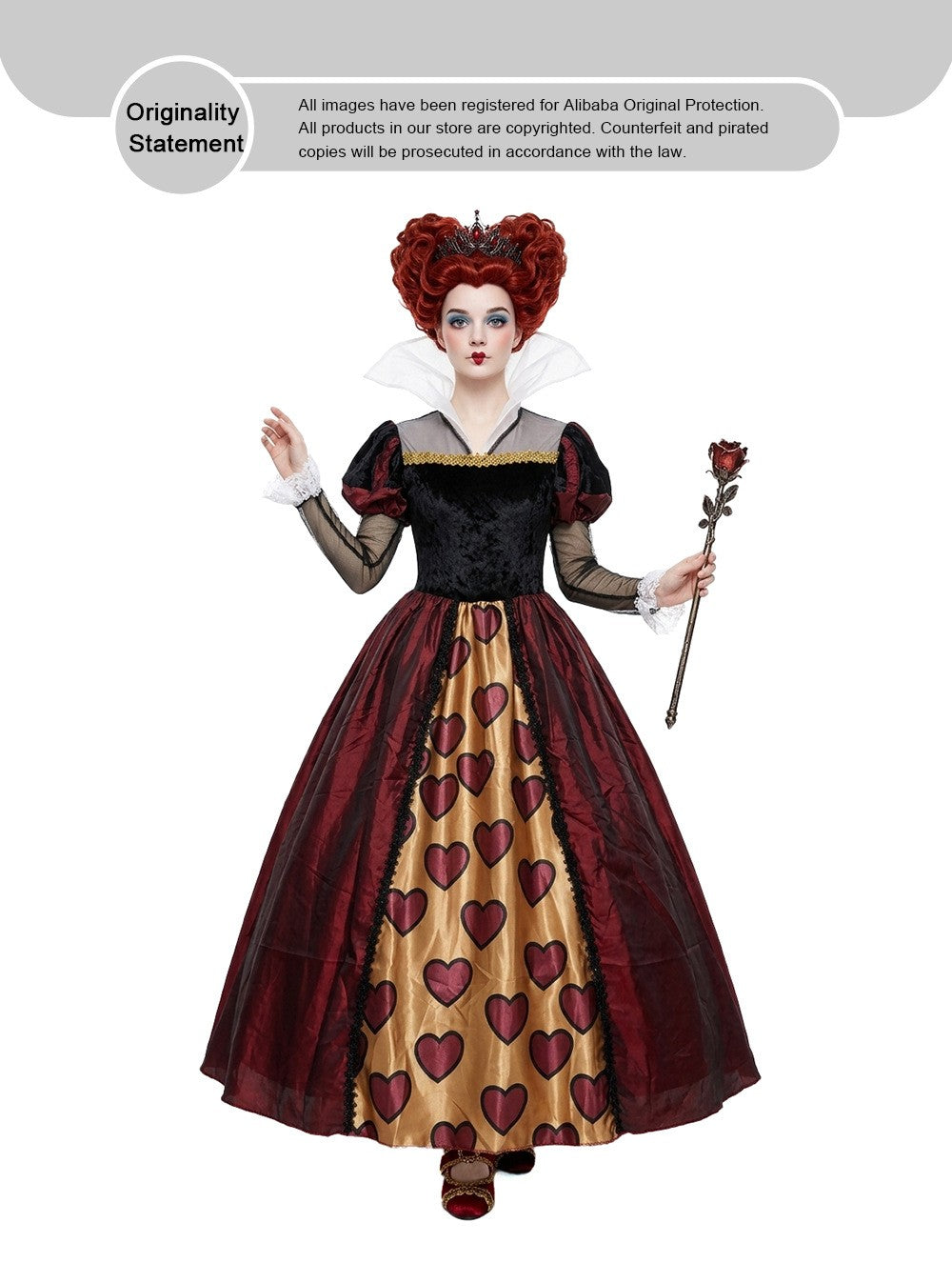 New Red Queen Of Hearts Dress Wonderland Red And Black Dress For Adult Halloween Party Retro Court Alice Role Play Costume 2026