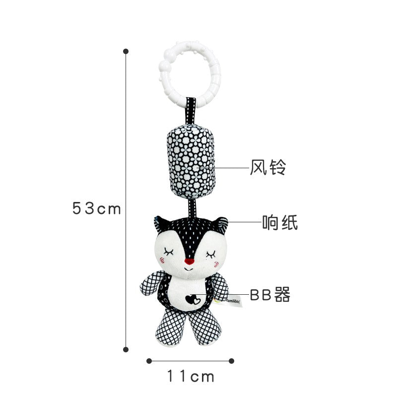 Stroller Bed Crib Hanging Bell Plush Doll Baby Infant Rattles Newborn Black White Visual Grab Ability Training Toy for Bebe Gift