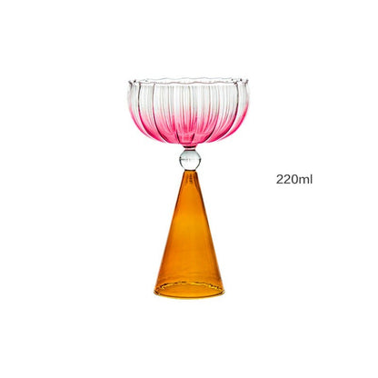 Taças de Coquetel Estilo Onda com Efeito Duas Cores Criativas Verde Azul Âmbar Roxo para Martini Mojito Champagne Margarita