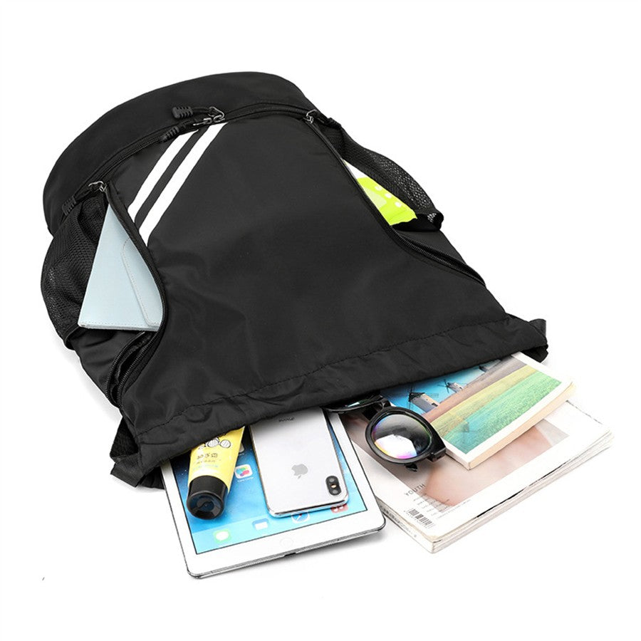 Mochila de Academia Fitness Bolsa Esportiva Feminina Masculina Mochila de Basquete Ao Ar Livre Bolsas de Armazenamento de Futebol Mochila Esportiva com Cordão de Treinamento