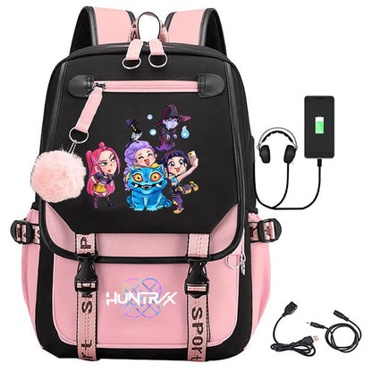 KPop Demon Hunters School Bags Rumi Mira Zoey Mochilas para Fãs Lançamento 2025 Bolsas para Crianças Meninos Meninas Laptop Porta USB