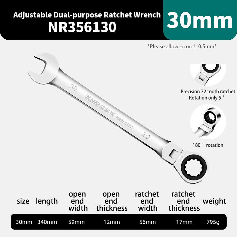 Conjunto de Chaves Catraca AMR Ferramenta Manual de 72 Dentes Cabeça Flexível Acabamento Espelhado 6mm-32mm Reparo Automotivo e Residencial