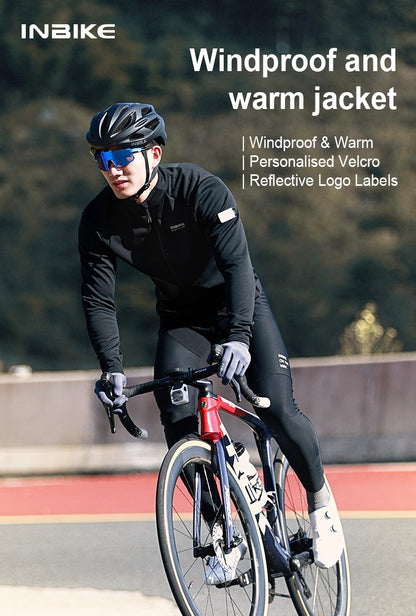 INBIKE Men's Winter Cycling Bike Jackets Windproof Softshell Thermal Bicycle Clothing for Men Warm Fleece Road Bike Windbreaker