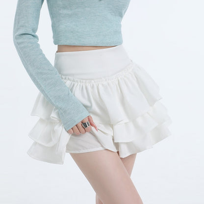 Seoulish Spring Summer Women's Cake Short Skirts 2025 New High Waist Vintage Black Korean Pleated Ball Gown Skirts Female