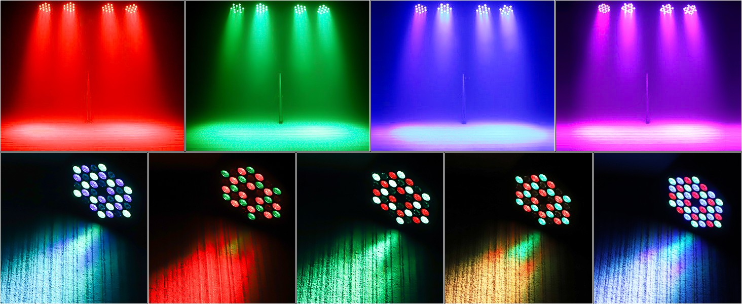 U'King 2PCS Party Light Par Light 36 LEDs RGB DMX Stage Effect Lighting Stage Flat Par Lighting DJ Lights Disco Lights Wedding