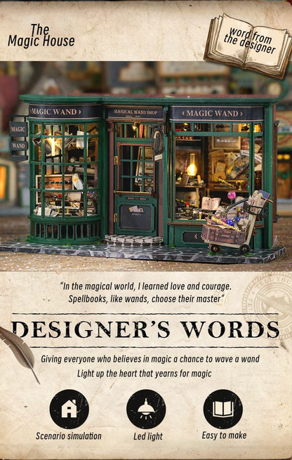 Magic Shop DIY Wooden Dollhouse Miniature Doll House Kit with Furniture Roombox Retro Home Model Toy for Children Gift