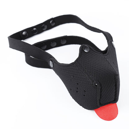 Puppy Play Dog Cosplay Mask Hood Half Face Bondage Muzzle Mask with Tongue Dog Slave Cosplay Dog Mouth