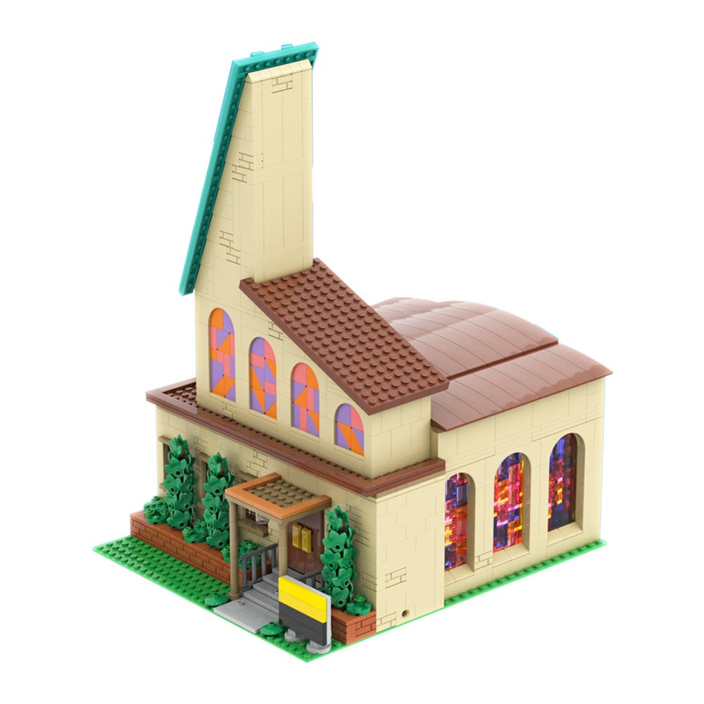 MOC Simpsonized Modular Taberna do Moe Blocos de Construção Casa da Cidade Escola Primária de Springfield Arquitetura Skyline Tijolos Brinquedos