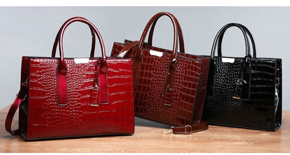 Luxury Vintage Women's Crocodile Pattern Handbag Large Capacity Tote Bag Leather Business Shoulder Bag For Female