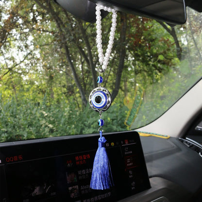 Franjas de Cristal Olhos Azuis Acessórios para Carro Olho de Demônio Pingente de Retrovisor Automotivo Decoração de Carro Presentes de Halloween Talismã Para Homem