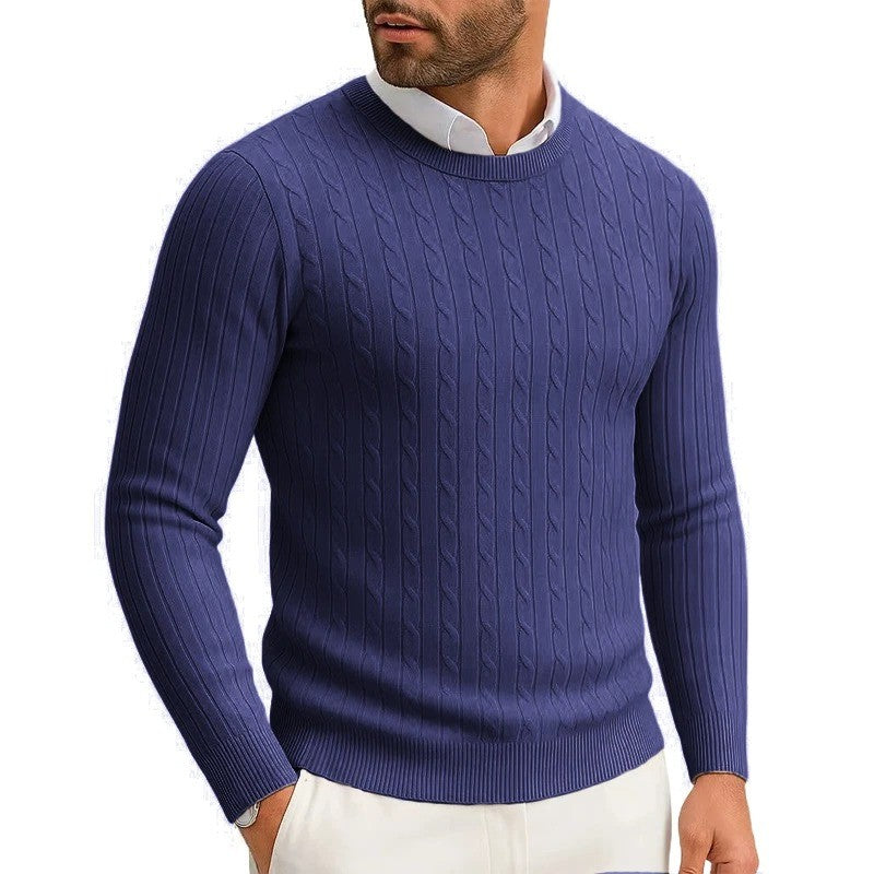 Men's Crewneck Knitted Pullover Sweater Fit Long Sleeve Casual Sweaters Winter Warm Twist Patterned Cable Work Jumper