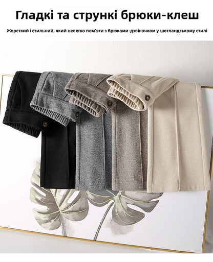 Faionable Thiened Woolen Flared Pants High Waist Casual Trousers for Women Autumn Winter New Sle Slimming Wide Leg Pants