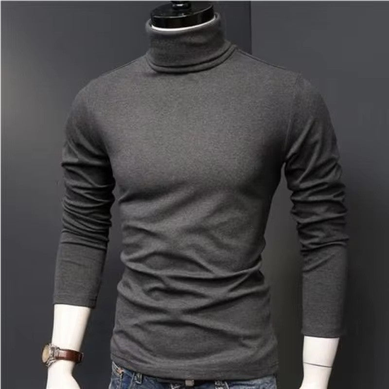 Autumn/winter Half Polo Turtle Neck Sweater Men's Korean Style Loose Fit Color Medium Neck Knit Base Layer Top Sleeve Inner