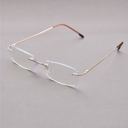 Anti Blue Light Titanium Alloy Rimless Silver Frame Men Women Rectangular 10g Reading Glasses Rimless Prescription Eyeglasses