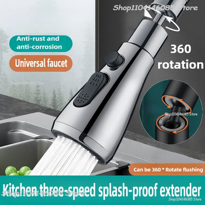 1pc Faucet Extender Metal Alloy,Three Modes,Head Water Saver Home Extended Shower Spray Filter  Faucet Extender  Kitchen