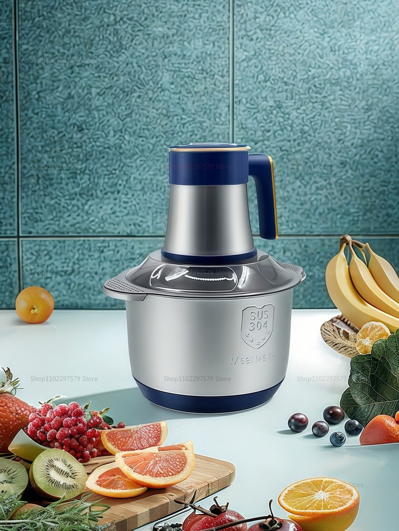 Moedor de Carne Elétrico 5L Triturador de Alimentos Aço Inoxidável Processador Cortador de Legumes Multifuncional para Liquidificadores de Cozinha