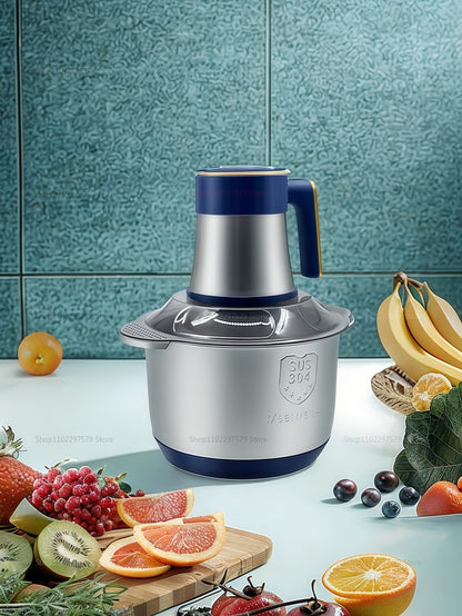 Moedor de Carne Elétrico 5L Triturador de Alimentos Aço Inoxidável Processador Cortador de Legumes Multifuncional para Liquidificadores de Cozinha
