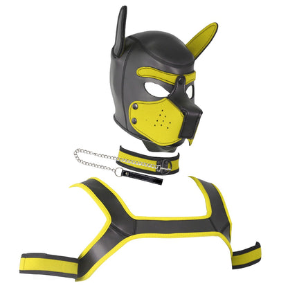 Yellow Neoprene dog headgear vest collar armband costume party costume mask cosplay Halloween gift Christmas gif