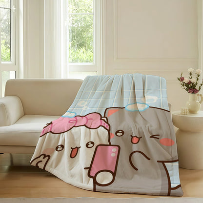 Cartoon cute Peach and Goma Blanket For Sofa Office Bed Plane Travel Sleep Read Relax Camping Soft And Warm