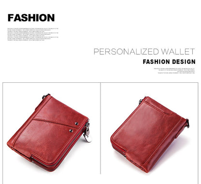 Women's Wallet Fashion Genuine Leather Short Female Purse ID Card Holder Wallets RFID Ladies Clutch With Zipper Coin Purse