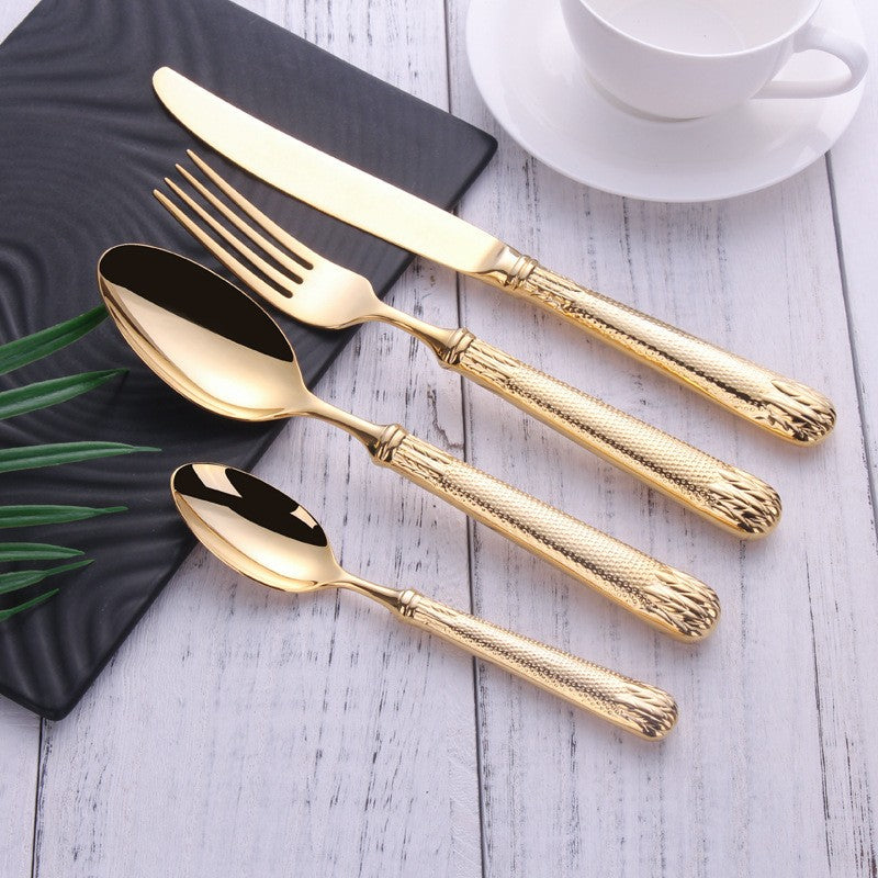 Elnoora Luxury Talheres 18/10 Aço Inoxidável Dourado Conjunto de Talheres Espelho Brilhante Conjunto de Louças Talheres Frete Grátis