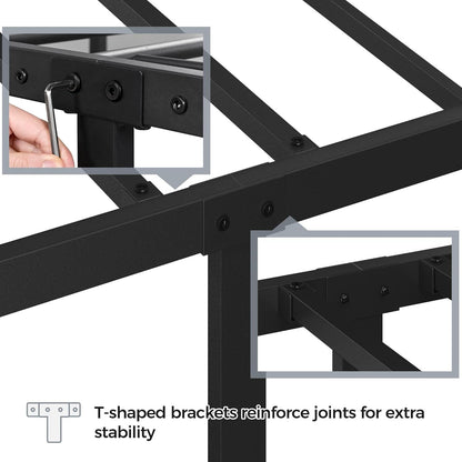 Queen Bed Frames Metal Platform Bed with Vintage Style Headboard/Mattress Foundation/No Box Spring Needed/Under Bed Stor