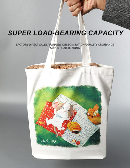 Wholesale Custom 50pcs/Lot Reusable Cotton Grocery Shopping Bags Printed logo High capacity Canvas Tote Bag