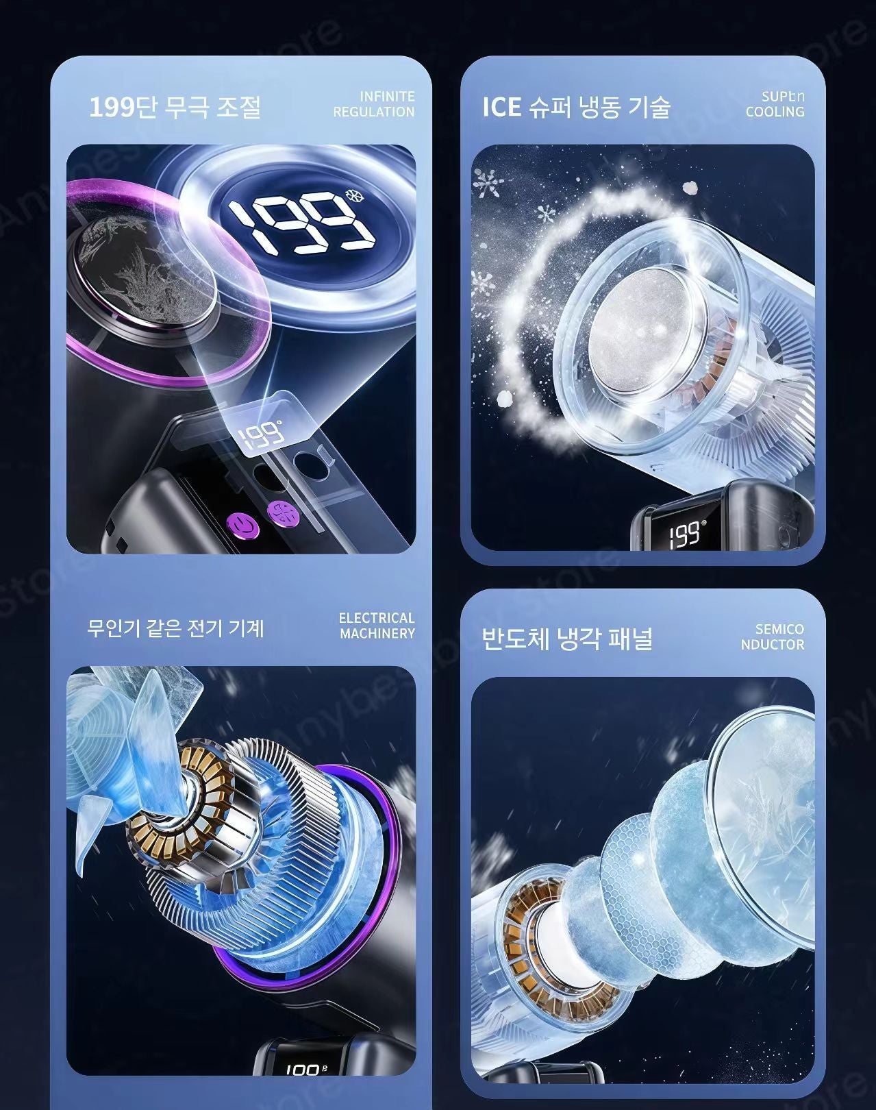 Foldable Ice Cold Fan Semiconductor Refrigeration Handheld Fan Portable Summer Air Cooler High Power Small Air Conditioning Fans