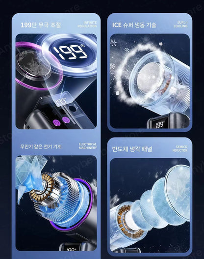 Foldable Ice Cold Fan Semiconductor Refrigeration Handheld Fan Portable Summer Air Cooler High Power Small Air Conditioning Fans