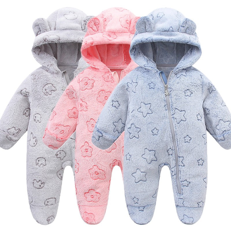 Newborn Baby Clothes Flannel Autumn Winter Baby Boys Girls Rompers Cartoon Newborn Bodysuit Soft Warm Jumpsuit for Babies 0-12M