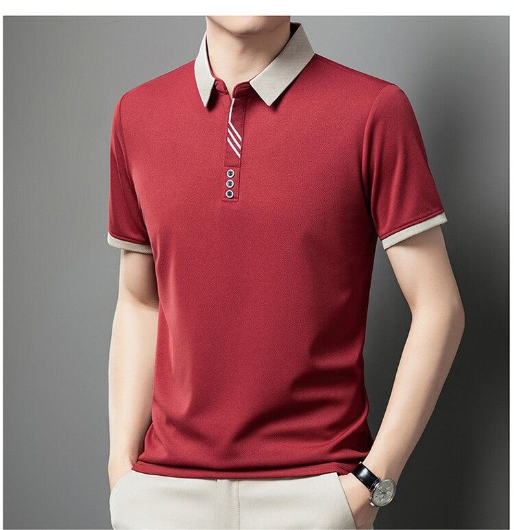 High quality short sleeve men's POLO shirt summer fashionable stripe design soft golf top comfortable ventilate casual T-shirt