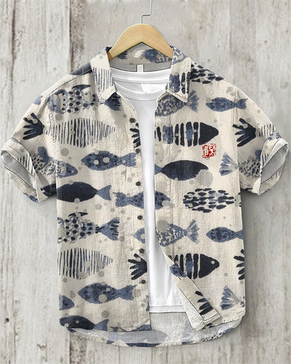 2024 New Men's Short Sleeve Shirt Animal Cat 3D Printed Men's Hawaiian Lapel Top Large Size Casual Comfortable Men's Shirt 5XL