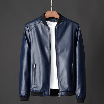Plus Size 8XL Trendy Men's PU Leather Jacket Stand Collar Motorcycle Coat Casual Biker Jacket Men's Fashion Outerwear Streetwear