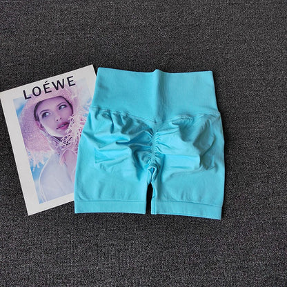 Yoga Shorts Peach Hot Girls Three-Cross Pants High Waist Knitted Pressure Running Sport Elastic Belly Lifting Butt Tight Pants