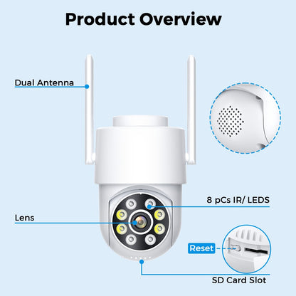 4MP 2K PTZ Wifi Camera ICsee HD Outdoor Surveillance Camera IP66 Waterproof Night Vision Human Detection Alert Home Security CAM