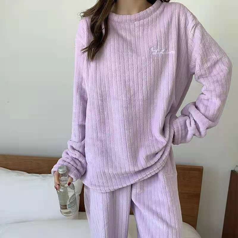 New Autumn/Winter Coral Fleece Pyjamas for Women Thickened Homewear Student Comfort Cotton Fleece Plus Size Fashion Pyjama Set