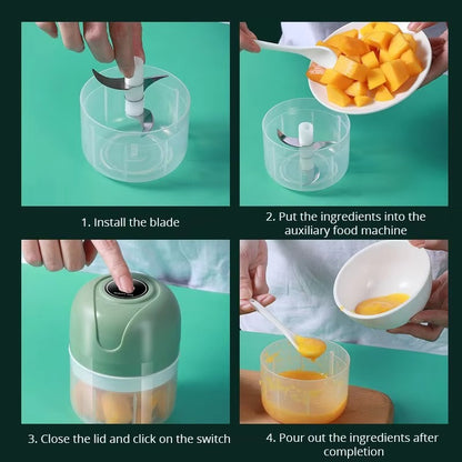 Electric garlic grinder USB garlic puree machine 250ML meat grinder kitchen vegetable grinder food chopper blender