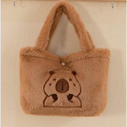 Bolsa Escolar Capivara Pelúcia Mochila Capivara Bolsa de Pelo Casual Versátil Mochila Escolar de Grande Capacidade 2025