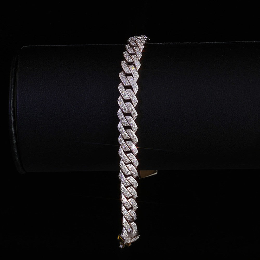 ICEBLING VVS Moissanite Cuban Bracelet 8mm 925 Silver for Men Women Iced VVS Cuban Chain with GRA Certificate