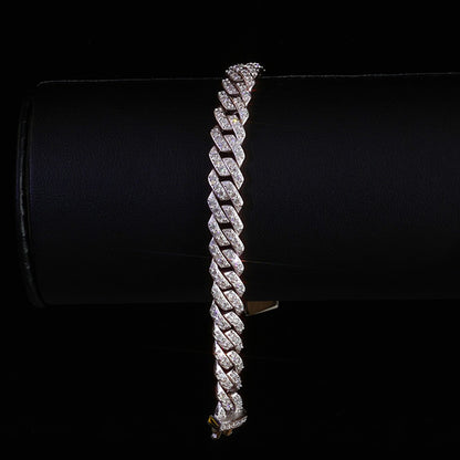 ICEBLING VVS Moissanite Cuban Bracelet 8mm 925 Silver for Men Women Iced VVS Cuban Chain with GRA Certificate