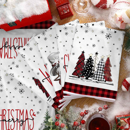 2/4pcs Merry Christmas towels Snowman Snowflake Christmas tree pattern Kitchen cleaning towels Dishwashing towels Hand towels