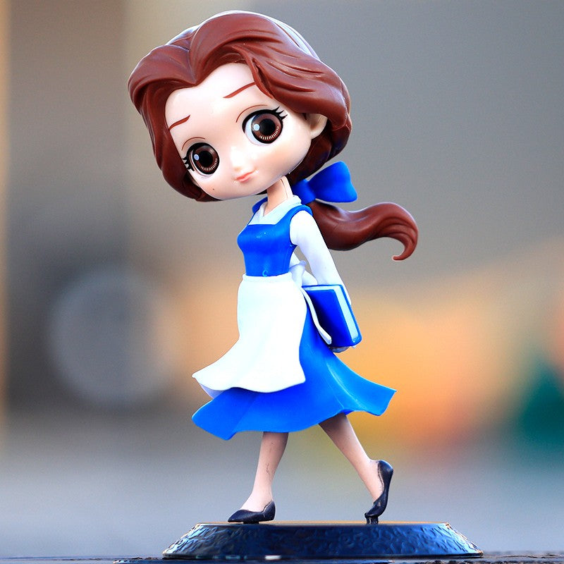 14-16cm Princesa Q Posket Branca de Neve Sereia Cinderela Bela Mulan Jasmine Sininho Aurora PVC Boneco de Ação Brinquedo Presentes para Crianças