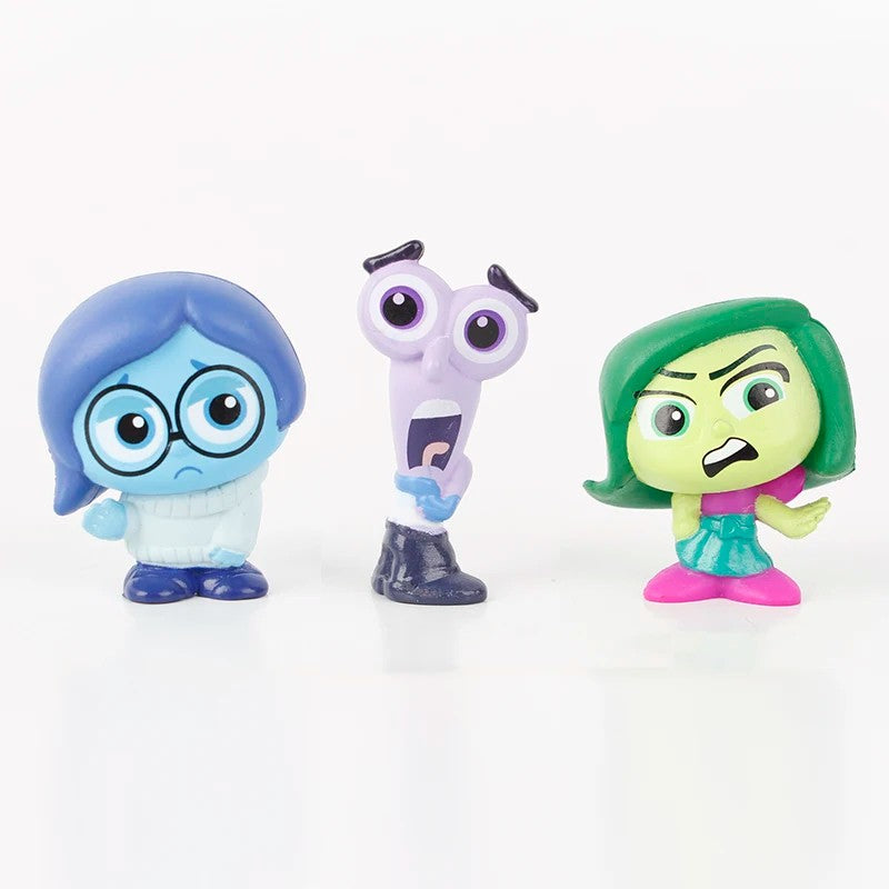 9Pcs/Set Mini Divertidamente 2 Bonecos de Ação Filme Desenho Animado Alegria Ansiedade Raiva Tristeza Nojinho Medo Modelo Bonecos Brinquedo Presente Infantil